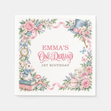 Papel de Aniversário de 1 Ano One-derland Rosa Wat