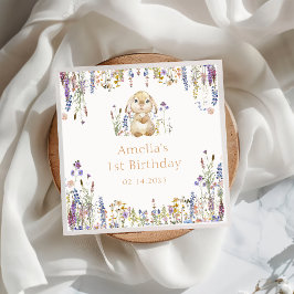 Guardanapo De Papel Papel de Aniversário de Coelhinho de Flores Selvag