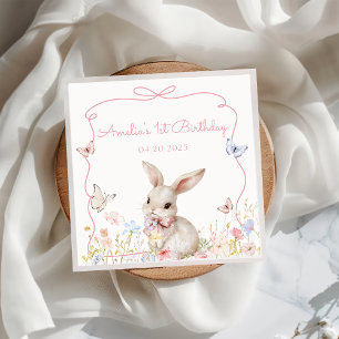 Guardanapo De Papel Papel de Aniversário de Coelhinho de Flores Selvag