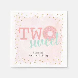 Guardanapo De Papel Papel de aniversário de duas Rosquinhas rosa doce