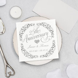 Guardanapo De Papel Papel de Aniversário do Casamento 25 Silver Napkin