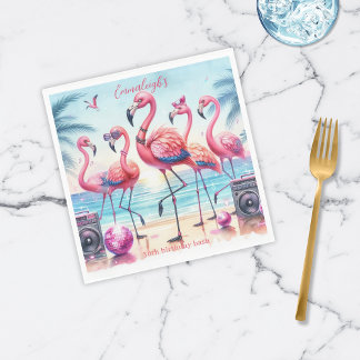 Guardanapo De Papel Papel de Aniversário do Partido Flamingle Beach Pa