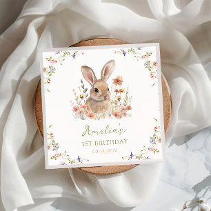 Guardanapo De Papel Papel de Aniversário Floral Bunny