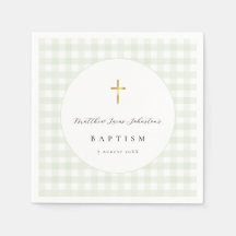 Papel de Batizado de Bebê Xadrez Verde