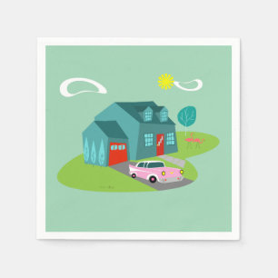 Guardanapo De Papel Papel de Casa Suburbana Retro Napkins