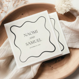 Guardanapo De Papel Papel de Casamento de Borda ondulada de carvão Nap