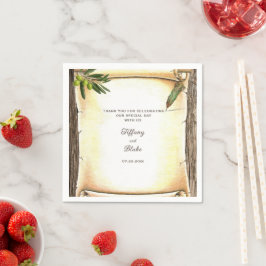 Guardanapo De Papel Papel de Casamento de Caneta de Rolagem e Folha Ún