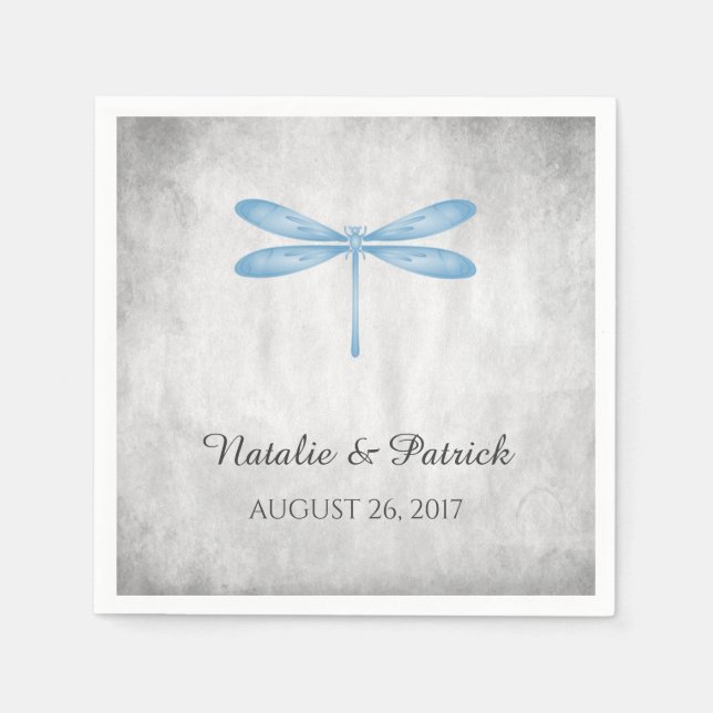 Guardanapo De Papel Papel de Casamento de Dragonfly Azul Napkins (Frente)