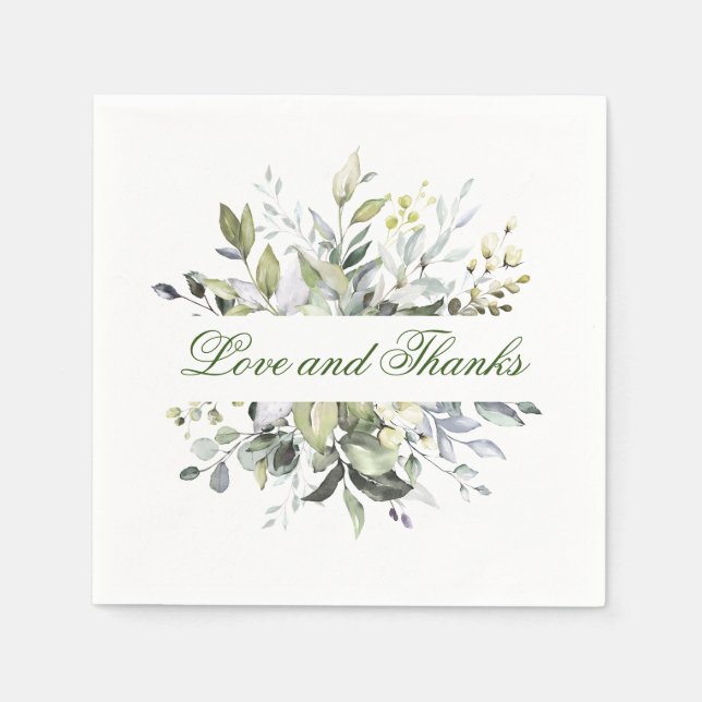 Guardanapo De Papel Papel de casamento de eucalipto em aquarela elegan (Frente)