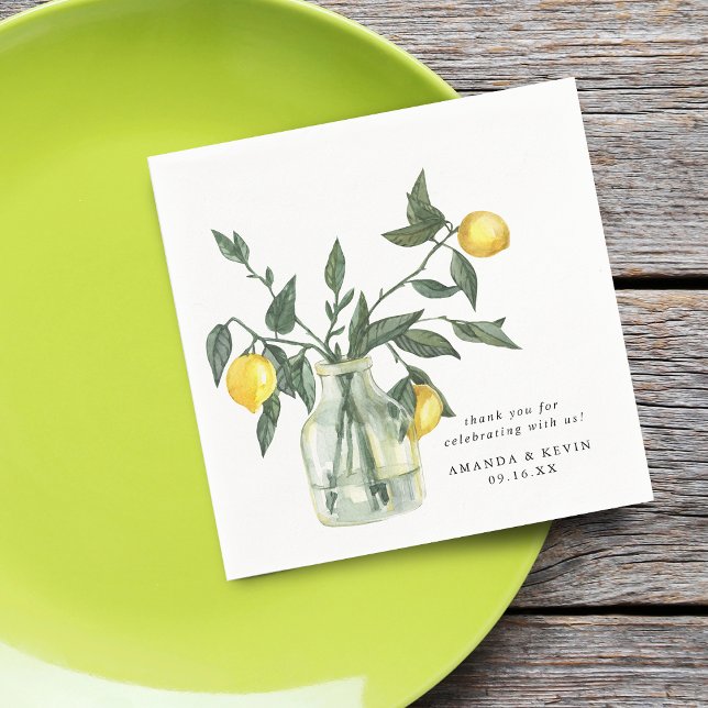 Guardanapo De Papel Papel de Casamento de Limão de Verão em Pote (Summer Lemon In Jar Wedding Paper Napkins)
