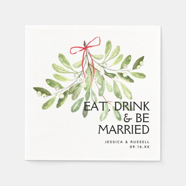 Guardanapo De Papel Papel de casamento de Natal com visco (Frente)