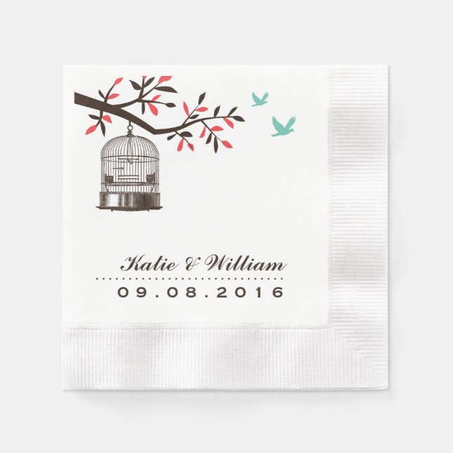 Guardanapo De Papel Papel de Casamento de Pássaros Russos Castanhos (Frente)