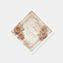 Guardanapo De Papel Papel de Casamento de Rosas de cor suave
