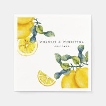 Papel de casamento em aquarela limão