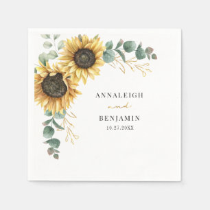 Guardanapo De Papel Papel de Casamento Eucalyptus Floral Sunflower