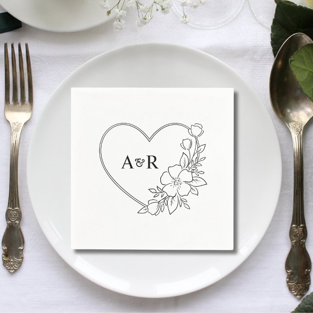Guardanapo De Papel Papel de Casamento Floral com Vegetação Mínima Per (Personalized minimal greenery floral wedding paper napkins add charm for receptions.)