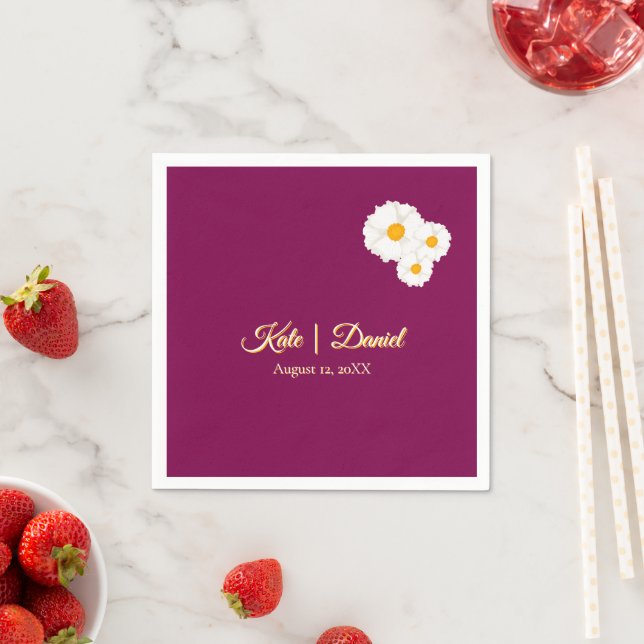 Guardanapo De Papel Papel de Casamento Floral Cranberry (Insitu)