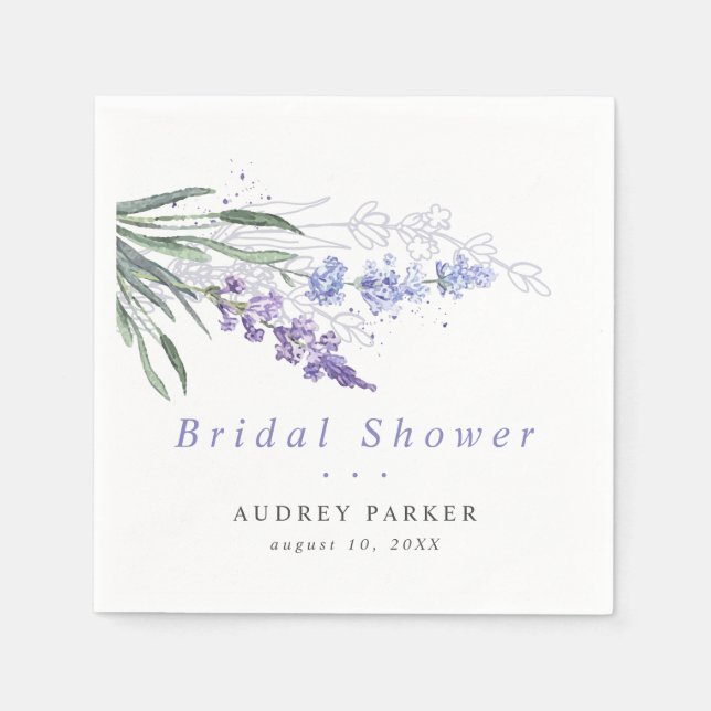 Guardanapo De Papel Papel De Casamento Floral De Lavanda Romântica (Frente)