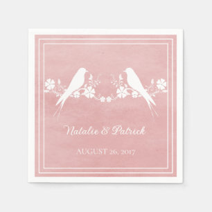Guardanapo De Papel Papel De Casamento Floral De Pássaro Rosa Napkins