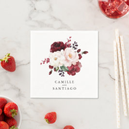 Guardanapo De Papel Papel de Casamento Floral Rosa-Brilhante