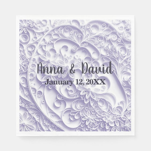 Guardanapo De Papel Papel de casamento Lavanda Quilling Design de Marg (Frente)