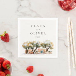 Guardanapo De Papel Papel de casamento norte-africano com oliveiras de