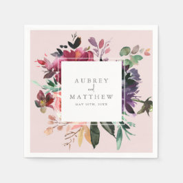 Guardanapo De Papel Papel de Casamento Rosa Rosa Espelho Floral Modern