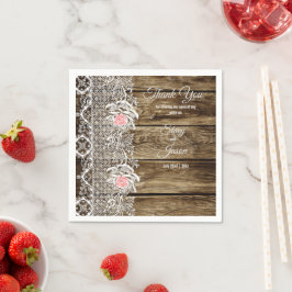 Guardanapo De Papel Papel de Casamento Rustic Barn Wood & Lace