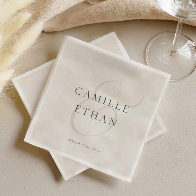 Guardanapo De Papel Papel de Casamento Simples Moderno (Elegant Typography Wedding Paper Napkin)
