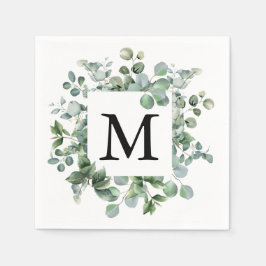 Guardanapo De Papel Papel de casamento verde elegante de eucalipto