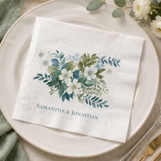Guardanapo De Papel Papel de Casamento Verde Salvia Eucalipto Marfim