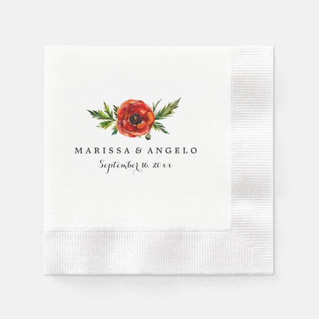 Guardanapo De Papel Papel de Casamento Vermelho Poppy Napkin (Frente)