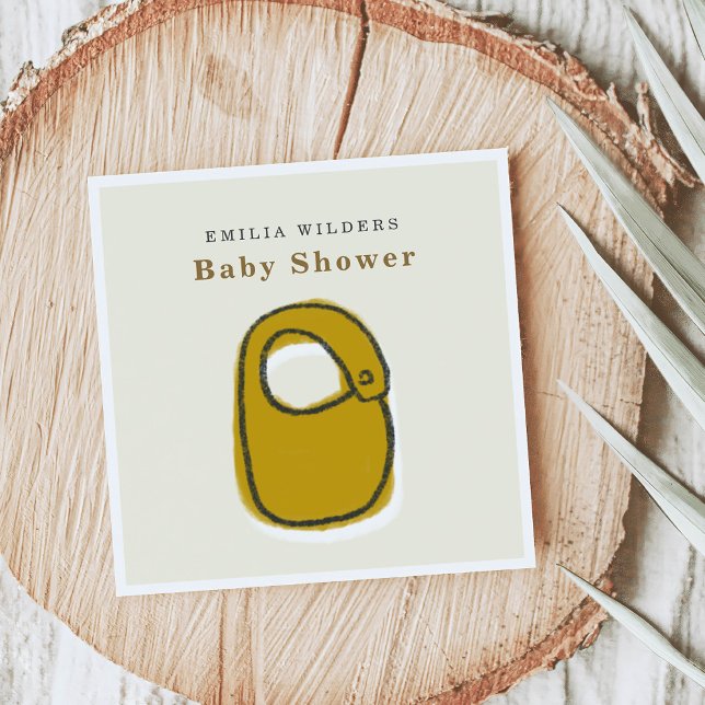 Guardanapo De Papel Papel de Chá de fraldas de Ilustração Recém-nascid (Baby Bib Newborn Illustration Baby Shower Paper Napkins)