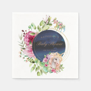 Guardanapo De Papel papel de chá de fraldas de unicórnio floral mágico