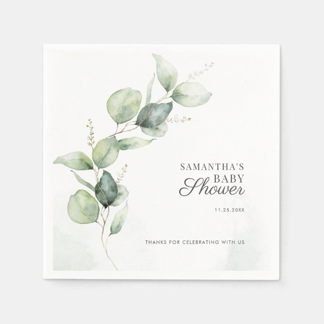 Guardanapo De Papel Papel de Chá de fraldas Eucalyptus Greenery Botâni (Frente)