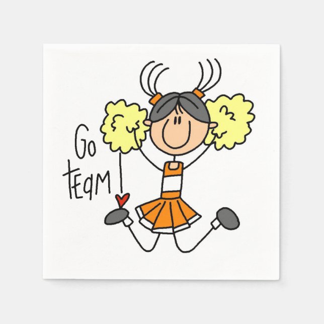 Guardanapo De Papel Papel de Cheerleader da Equipe Orange Go - Napkins (Frente)