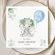 Papel de Chuveiro de Bebê Elefante Azul Oh Menino
