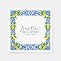 Papel de Chuveiro de Noiva com Azulejo Mediterrâne