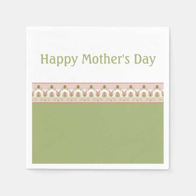 Guardanapo De Papel Papel de Designer Verde E Rosa Pastel (Frente)