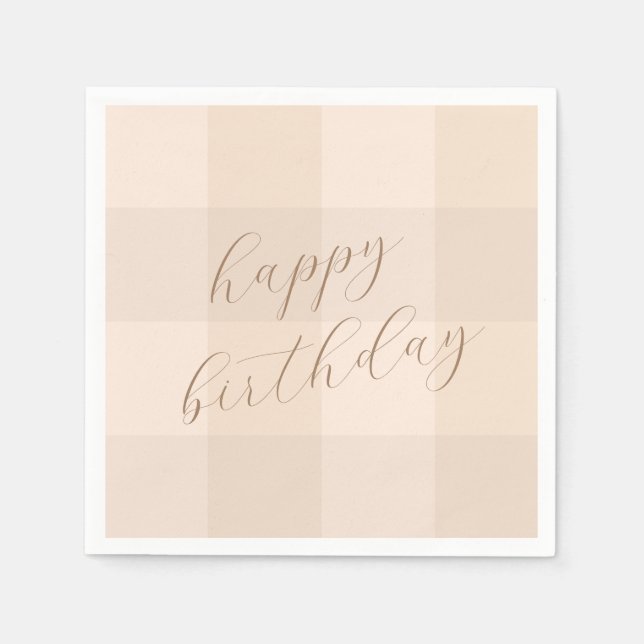 Guardanapo De Papel Papel de Feliz Aniversário em Script Neutro Marrom (Frente)