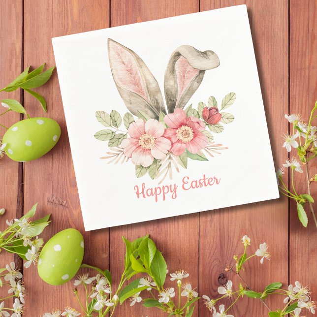 Guardanapo De Papel Papel de Felz pascoa de Coelhinho Bonito (Cute Bunny Ears Happy Easter Paper Napkin
)