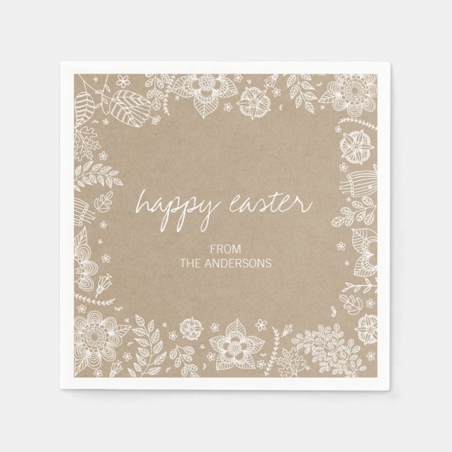 Guardanapo De Papel Papel de Felz pascoa Floral Russo Kraft Napkin (Frente)