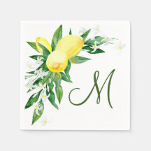 Papel de festa com monograma de verdejante de limõ