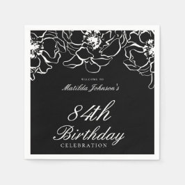 Guardanapo De Papel Papel de Festa de aniversário Floral Branco Preto 