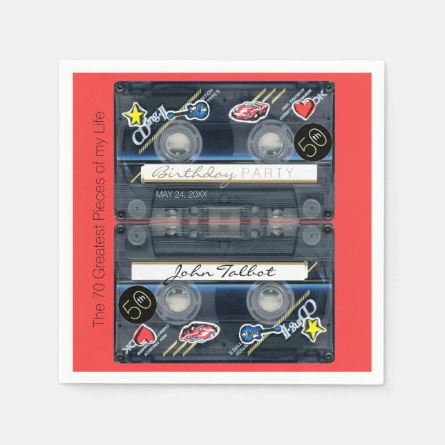 Guardanapo De Papel Papel de festa de aniversário N na Audiotape T3 Re (Frente)