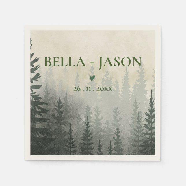 Guardanapo De Papel Papel de Festa de casamento da Floresta Romântica  (Frente)