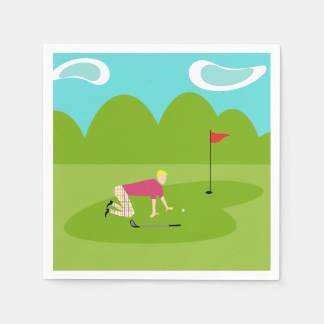 Guardanapo De Papel Papel de Golfer Retro Napkins (Frente)