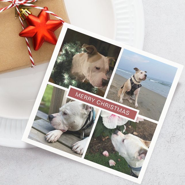 Guardanapo De Papel Papel de grade de 4 fotos moderno (Modern 4 Photos Grid Paper Napkins)