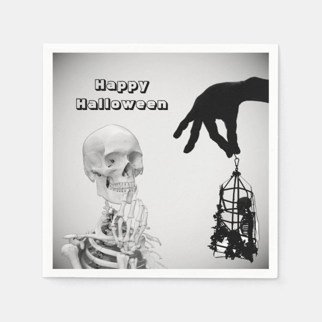 Guardanapo De Papel Papel de Halloween para Esqueleto de Mão (Frente)