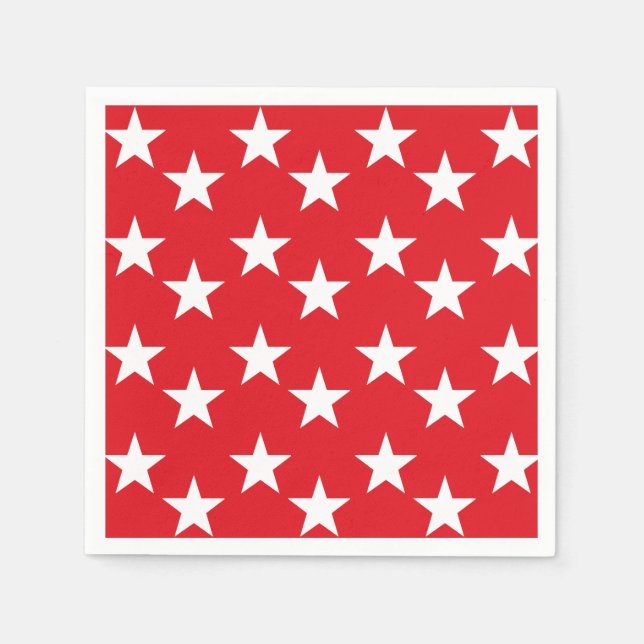 Guardanapo De Papel Papel de Impressão das Estrelas Vermelhas e Branca (Frente)